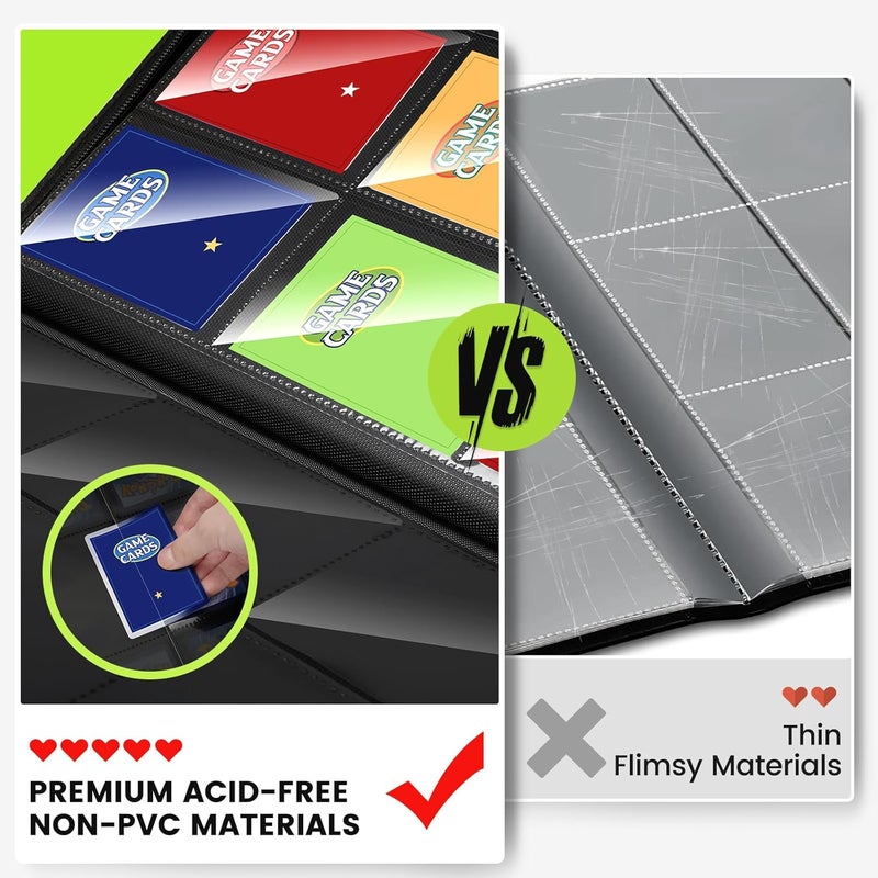 lanfrom Trading Card Binder with Sleeves, Premium 4 Pocket Ringless Card Binder 160 Side Loading Pocket PU Card Collection Binder, Collectible Card Albums Card Folder for MTG, TCG, Sports Cards, Game Cards - Image 2